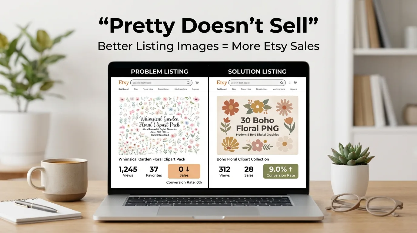 “Pretty Doesn’t Sell”: Why Your Etsy Clipart Isn’t Converting (And How Better Images Fix It)